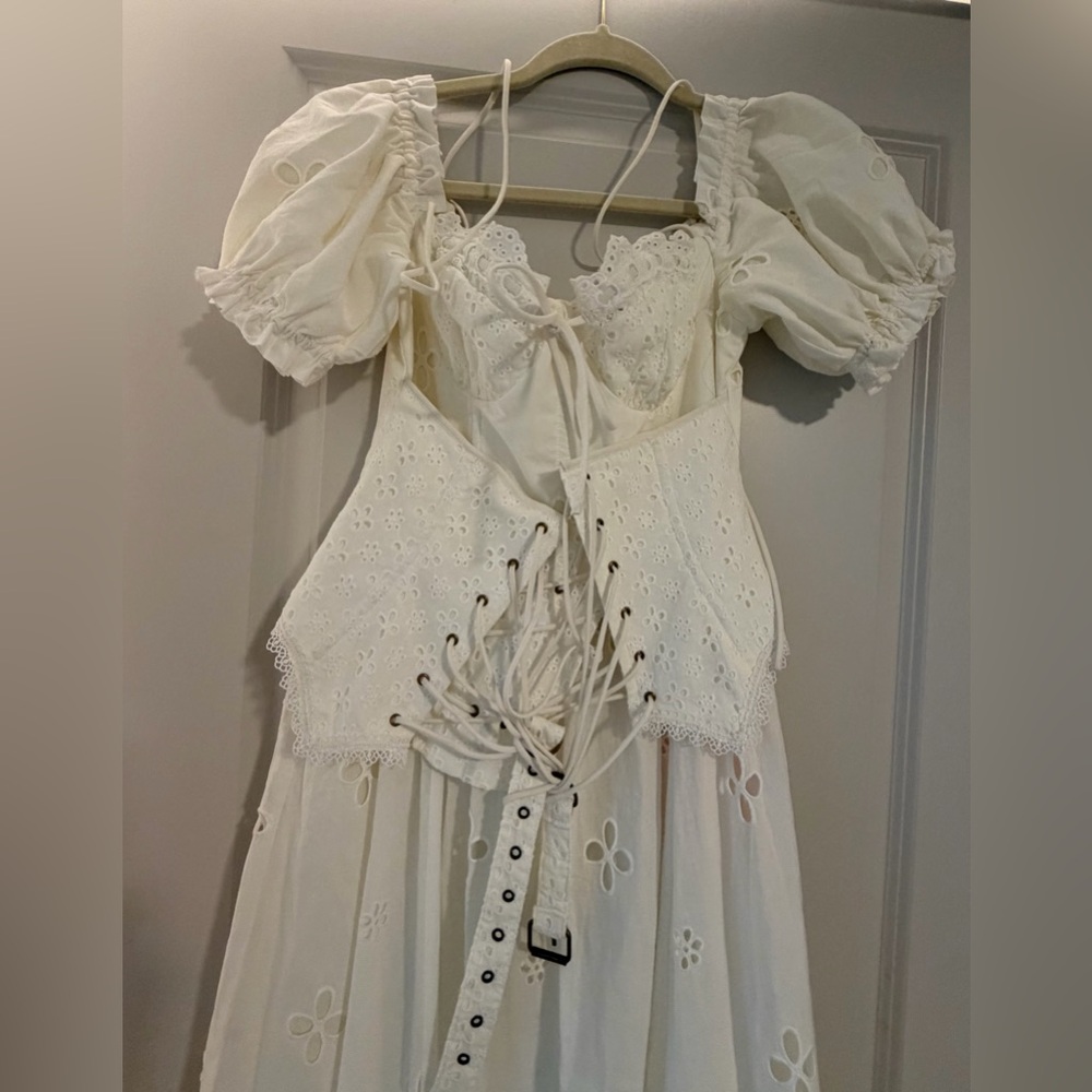 Lacemade "I Flipped" White Ivory Cottagecore Dress size Medium - Picture 12 of 13